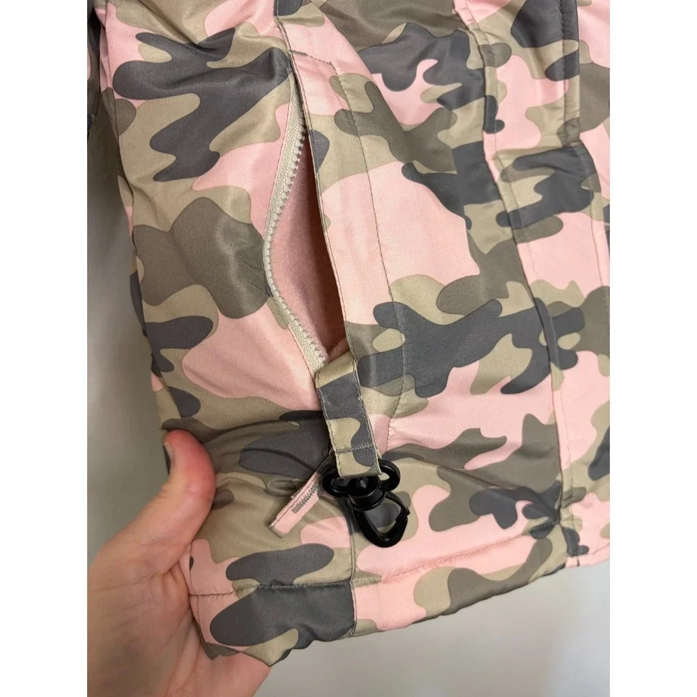 The Children's Place Girl's Ski Jacket Snow Pants Small 5/6 Pink Camo Set